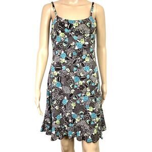 Plum Slip Dress Womens 16 Juniors Brown Blue Floral Lined Adjustable Straps